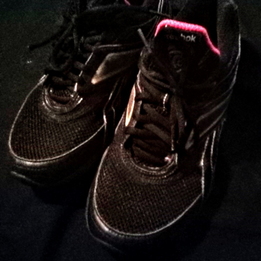 Pink with silver/black Reebok